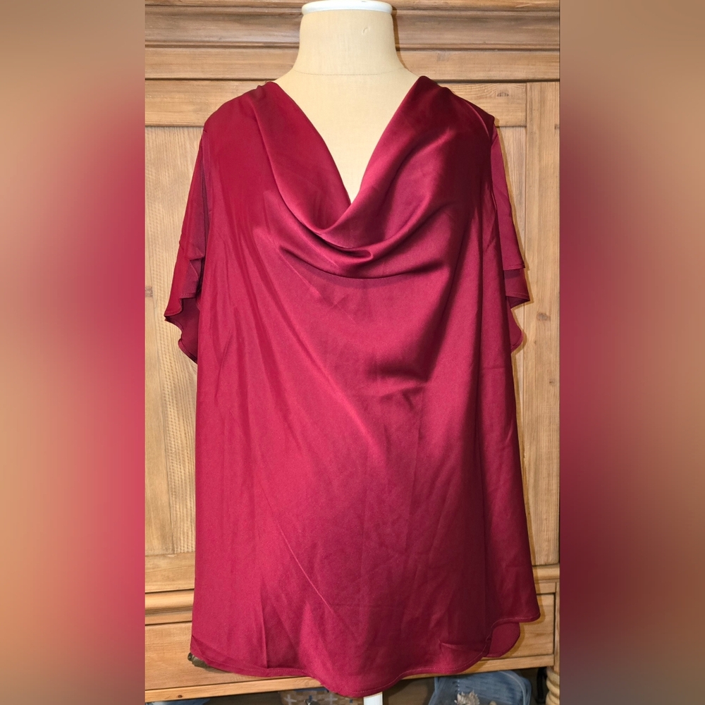 Torrid Satin Cowl Neck Short Sleeve Blouse